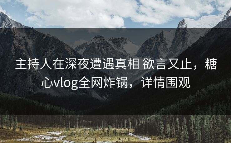 主持人在深夜遭遇真相 欲言又止，糖心vlog全网炸锅，详情围观