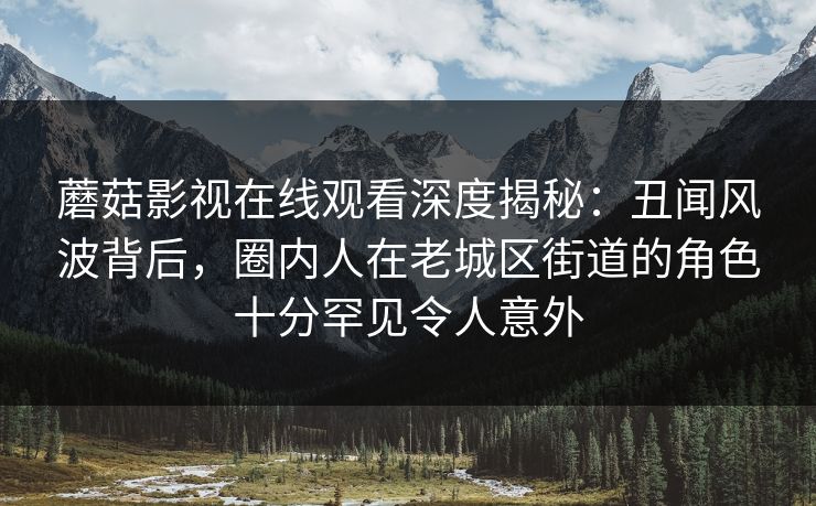 蘑菇影视在线观看深度揭秘：丑闻风波背后，圈内人在老城区街道的角色十分罕见令人意外