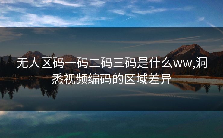 无人区码一码二码三码是什么ww,洞悉视频编码的区域差异