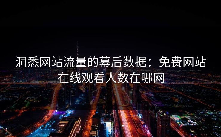 洞悉网站流量的幕后数据：免费网站在线观看人数在哪网