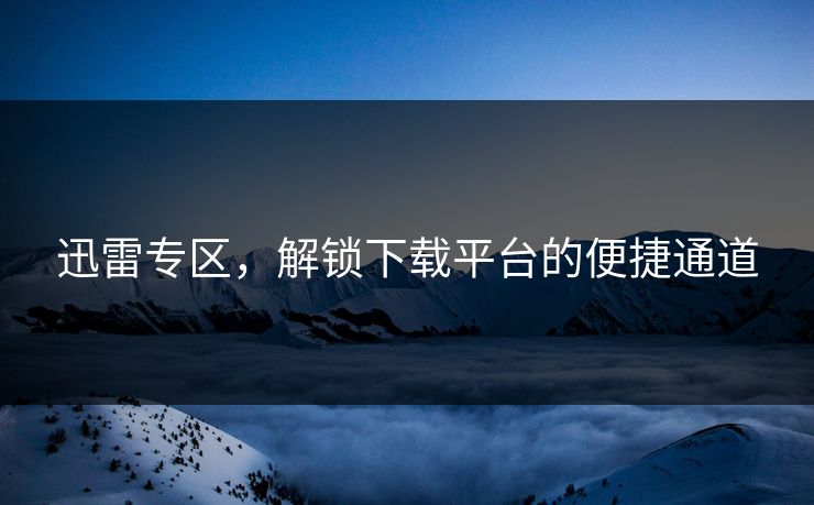 迅雷专区，解锁下载平台的便捷通道