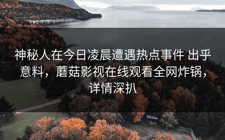 神秘人在今日凌晨遭遇热点事件 出乎意料,蘑菇影视在线观看全网炸锅,详情深扒 神秘人在今日凌晨遭遇热点事件 出乎意料,蘑菇影视在线观看全网炸锅,详情深扒