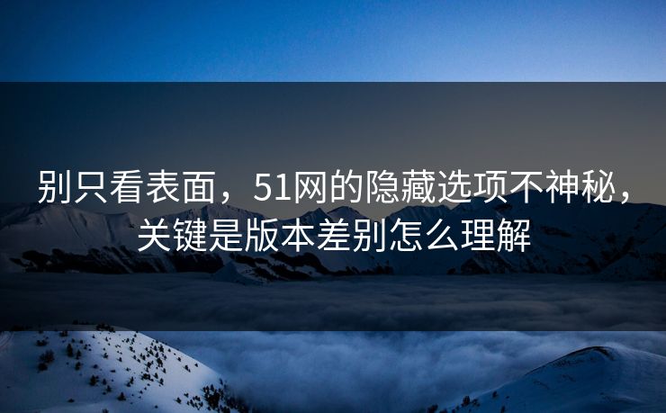 别只看表面,51网的隐藏选项不神秘,关键是版本差别怎么理解 别只看表面,51网的隐藏选项不神秘,关键是版本差别怎么理解